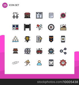 Set of 25 Modern UI Icons Symbols Signs for info, details, color fill in text, chat, twitter Editable Vector Design Elements