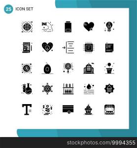 Set of 25 Modern UI Icons Symbols Signs for like, heart, waste, star, low Editable Vector Design Elements