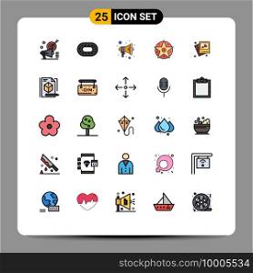 Set of 25 Modern UI Icons Symbols Signs for love, star, c&aign, project, pentacle Editable Vector Design Elements