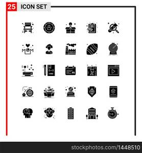 Set of 25 Modern UI Icons Symbols Signs for magnifying, business, education, medical, health Editable Vector Design Elements