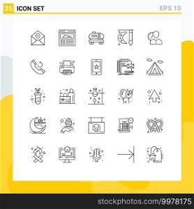 Set of 25 Modern UI Icons Symbols Signs for man, clock, tank, watercolor, painting Editable Vector Design Elements