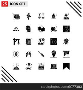 Set of 25 Modern UI Icons Symbols Signs for manager, wedding bell, room, wedding, bell Editable Vector Design Elements
