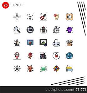 Set of 25 Modern UI Icons Symbols Signs for mark, head, necklace, failure, tool Editable Vector Design Elements