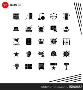 Set of 25 Modern UI Icons Symbols Signs for meeting, conference, computers, businessman, microphone Editable Vector Design Elements
