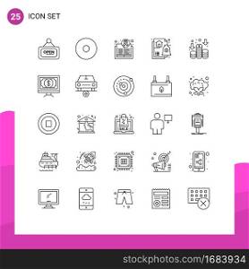 Set of 25 Modern UI Icons Symbols Signs for money, finance, cancer, mortgage, financial Editable Vector Design Elements