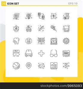 Set of 25 Modern UI Icons Symbols Signs for money, seeds, server, farming, agriculture Editable Vector Design Elements