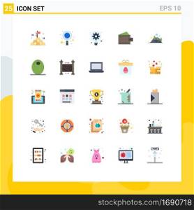 Set of 25 Modern UI Icons Symbols Signs for nature, hill, process, wallet, fashion Editable Vector Design Elements