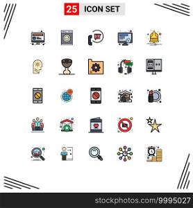 Set of 25 Modern UI Icons Symbols Signs for notify, bell, contact, work, schedule Editable Vector Design Elements