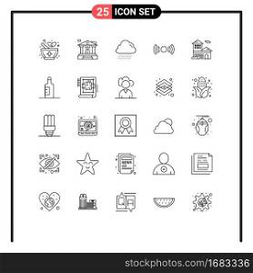 Set of 25 Modern UI Icons Symbols Signs for office, bank account, canada, bank, ui Editable Vector Design Elements