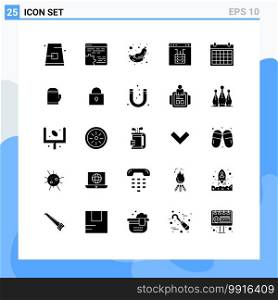 Set of 25 Modern UI Icons Symbols Signs for page, cloud, setting, browser, sausage Editable Vector Design Elements