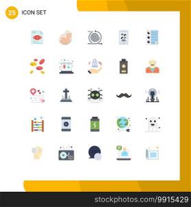 Set of 25 Modern UI Icons Symbols Signs for phone, multimedia, fetus, movie, management Editable Vector Design Elements