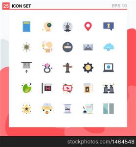 Set of 25 Modern UI Icons Symbols Signs for private, world, masjid, pin, map Editable Vector Design Elements