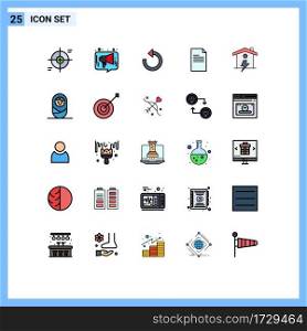 Set of 25 Modern UI Icons Symbols Signs for report, text, media, file, rotate Editable Vector Design Elements