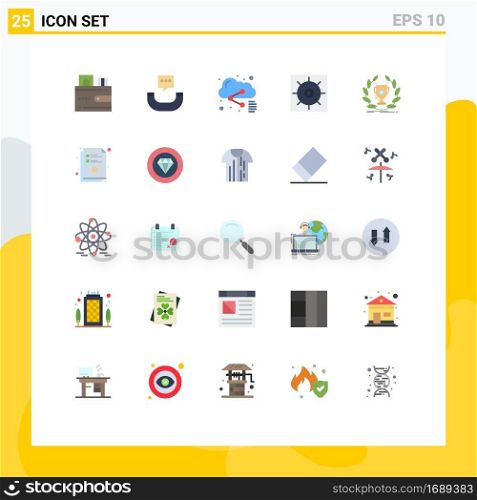 Set of 25 Modern UI Icons Symbols Signs for reward, cup, file, award, gears Editable Vector Design Elements