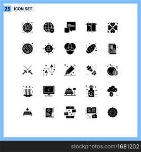Set of 25 Modern UI Icons Symbols Signs for rosebud, heart rose, chat, heart, reel Editable Vector Design Elements