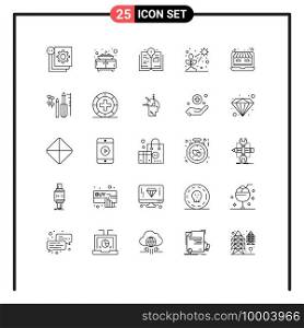 Set of 25 Modern UI Icons Symbols Signs for shop, grow, bulb, plant, direct Editable Vector Design Elements