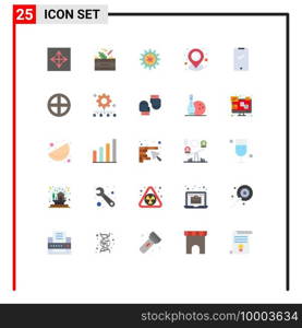 Set of 25 Modern UI Icons Symbols Signs for smart phone, communication, food, map, lab Editable Vector Design Elements
