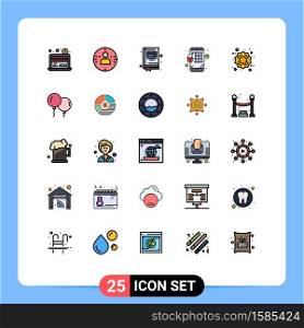 Set of 25 Modern UI Icons Symbols Signs for spring, baloons, notepad, percentage sale, discount Editable Vector Design Elements