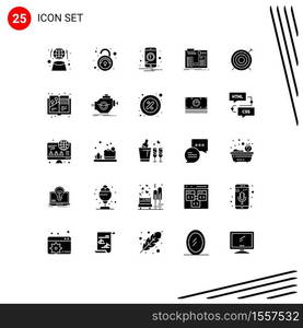 Set of 25 Modern UI Icons Symbols Signs for target, engineer, notification, diy, build Editable Vector Design Elements