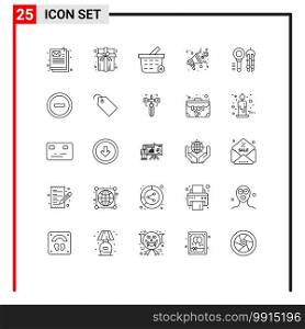 Set of 25 Modern UI Icons Symbols Signs for tool, design, shopping, search, presentation Editable Vector Design Elements