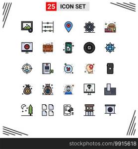 Set of 25 Modern UI Icons Symbols Signs for train, electric, navigation, railway station, setting Editable Vector Design Elements