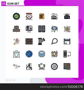 Set of 25 Modern UI Icons Symbols Signs for transport, rover, lunch, planet, paper Editable Vector Design Elements