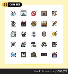 Set of 25 Modern UI Icons Symbols Signs for trophy, star, picture, medal, place Editable Vector Design Elements