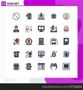 Set of 25 Modern UI Icons Symbols Signs for user, twitter, laptop, tweet, follow Editable Vector Design Elements