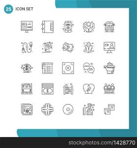 Set of 25 Modern UI Icons Symbols Signs for vehicle, truck, online cab booking, flower, hand Editable Vector Design Elements
