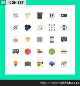 Set of 25 Modern UI Icons Symbols Signs for video, cam, paint, up, down Editable Vector Design Elements