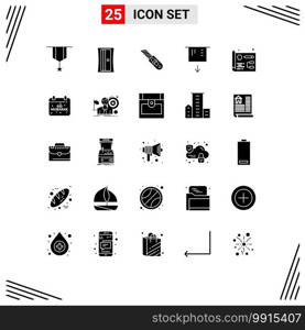 Set of 25 Modern UI Icons Symbols Signs for web, designing, knife, money, atm Editable Vector Design Elements