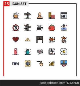 Set of 25 Modern UI Icons Symbols Signs for website, page, girl, internet, building Editable Vector Design Elements
