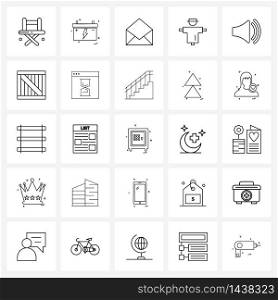 Set of 25 Simple Line Icons for Web and Print such as promotion, communication, chat, business, rural Vector Illustration