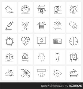 Set of 25 Simple Line Icons for Web and Print such as necklace, fashion, Monday, wedding, rose Vector Illustration