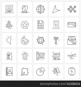 Set of 25 Simple Line Icons for Web and Print such as internet, chemical bonding, banking, bonding, mouse Vector Illustration