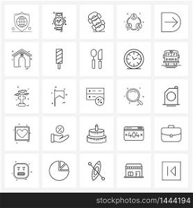 Set of 25 Simple Line Icons for Web and Print such as thick, team, skateboard, team, group Vector Illustration