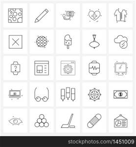 Set of 25 Simple Line Icons for Web and Print such as casual, fashion, medical design, clothes, favorite Vector Illustration