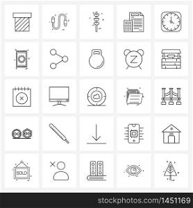 Set of 25 Simple Line Icons for Web and Print such as minutes, time, plant, clock, business Vector Illustration
