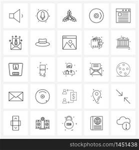 Set of 25 Simple Line Icons of online, web, fruits, equipment, electronics Vector Illustration