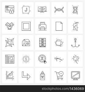 Set of 25 Simple Line Icons of pointer, wait, monitor, sand clock, runtime Vector Illustration