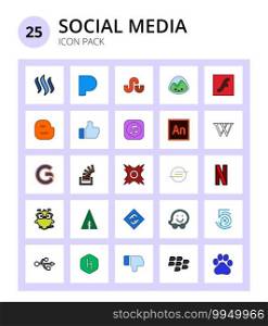 Set of 25 Social Logo ioxhost, overflow, itunes, stack, w Editable Vector Design Elements