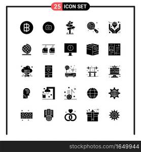 Set of 25 Solid Style Icons for web and mobile. Glyph Symbols for print. Solid Icon Signs Isolated on White Background. 25 Icon Set.. Creative Black Icon vector background