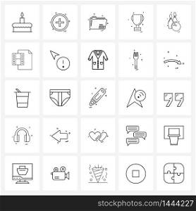 Set of 25 UI Icons and symbols for bowling, award, add, cup, file Vector Illustration