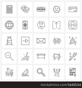 Set of 25 UI Icons and symbols for card, emoji, blade, emotions, emoji Vector Illustration