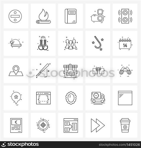 Set of 25 UI Icons and symbols for secure, detector, note, photo, camera Vector Illustration