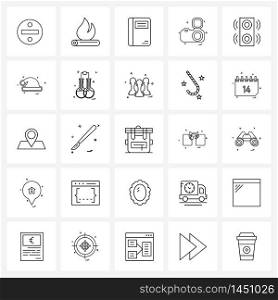 Set of 25 UI Icons and symbols for secure, detector, note, photo, camera Vector Illustration