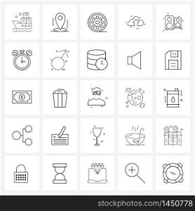 Set of 25 UI Icons and symbols for sound, speaker, film, arrow, up Vector Illustration