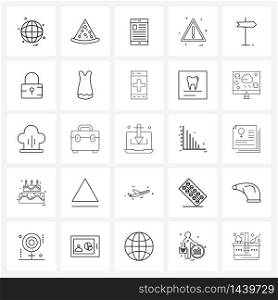 Set of 25 Universal Line Icons of arrow, caution, communication, error, caution Vector Illustration