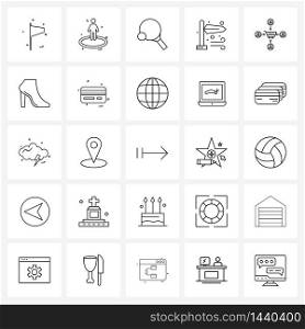Set of 25 Universal Line Icons of internet, windy, table tennis, wind, snowy Vector Illustration
