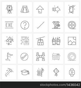 Set of 25 Universal Line Icons of phone, mobile, arrow, right, direction Vector Illustration